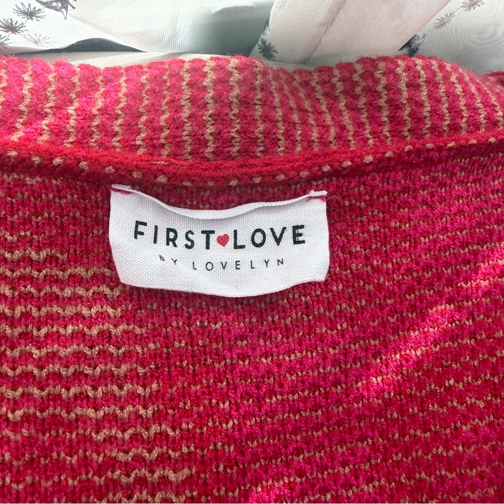 Bright Pink & Red Animal Print Cardigan Sweater 1x - Picture 4 of 5